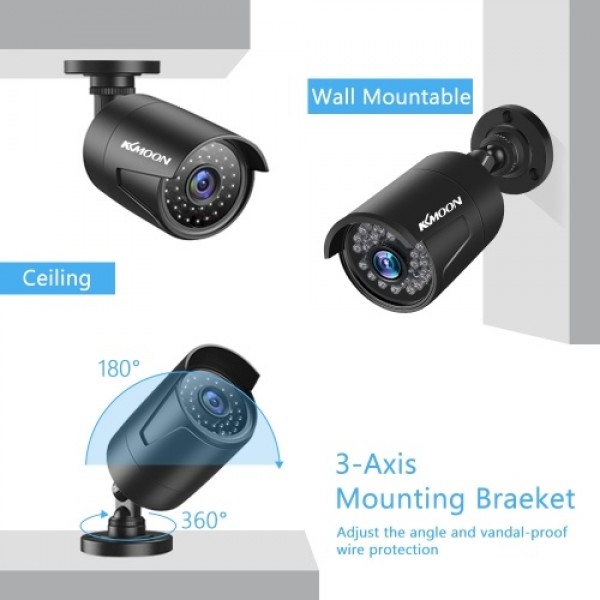 2.0MP 1080P Analog Camera Security Camera Surveillance System Built-in 36pcs IR-CUT LED Lights Intelligent Motion Detection and 