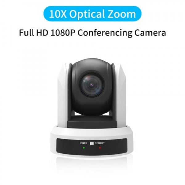 Conference PTZ Camera Wall Mount Cam 10X Optical Zoom USB Conection with Remote Controller Plug &amp; Play Compatible with Windo