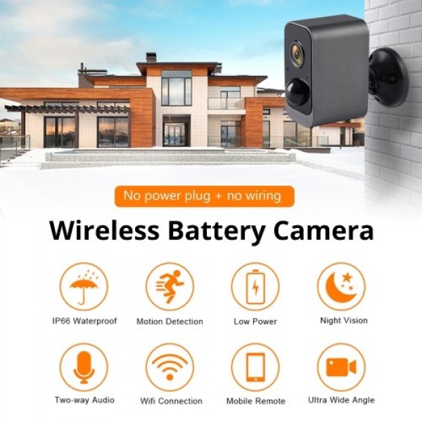 1080P Full High Definition Rechargeable Battery Security Camera Outdoor Waterproof Wireless WiFi Surveillance Camera with Infrar