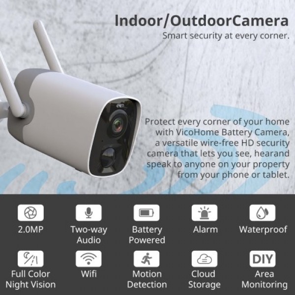 1080P Wireless Security Camera  Rechargeable Battery Powered Home Surveillance Camera Include Batteries