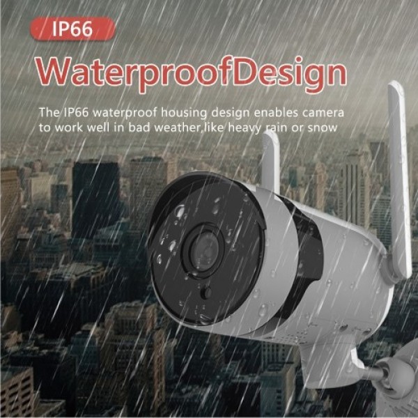 3MP HD Wireless Security Camera WiFi Security Camera Outdoor IP66 Waterproof Surveillance Camera with Night Vision, Motion Detec