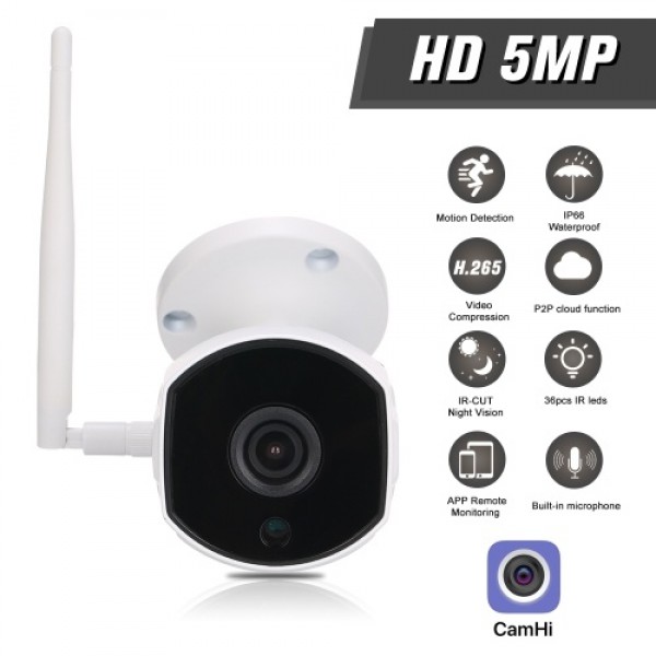 5.0MP Wireless WIFI HD IP Camera 3.6mm 1/2.8" CMOS H.265 P2P Onvif 36pcs IR Lamps Night View IR-CUT Motion Detection Phone APP C