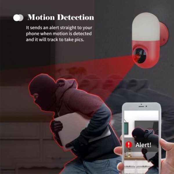 WiFi 1080P Home Security Camera with Soft Light AP Hot Spot Night Version 2-Way Talk Motion Detection Rotatable Lens, Red EU Plu