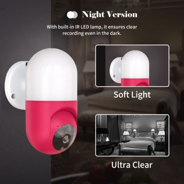 WiFi 1080P Home Security Camera with Soft Light AP Hot Spot Night Version 2-Way Talk Motion Detection Rotatable Lens, Red EU Plu