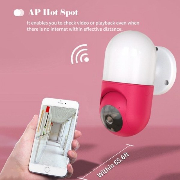 WiFi 1080P Home Security Camera with Soft Light AP Hot Spot Night Version 2-Way Talk Motion Detection Rotatable Lens, Red EU Plu