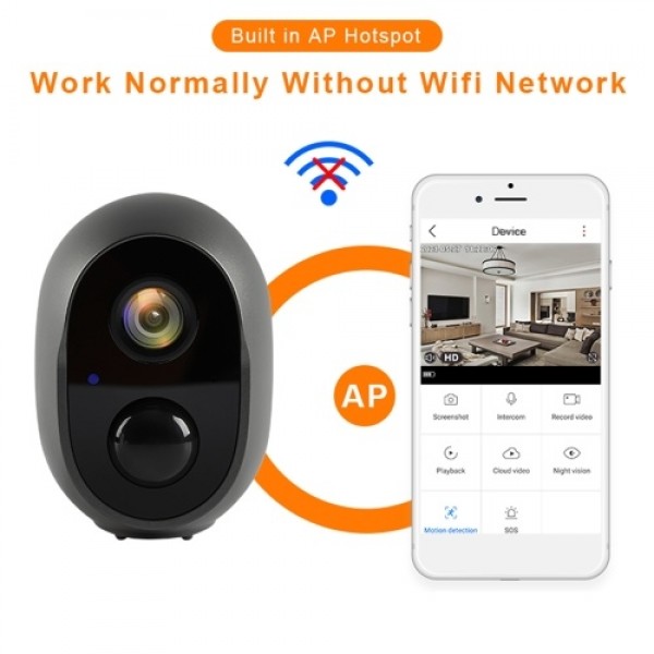 2 MP Rechargeable Battery Security Camera 2.4G WiFi Wireless 1080P Home Surveillance Camera Outdoor with 2-Way Audio/Night Visio