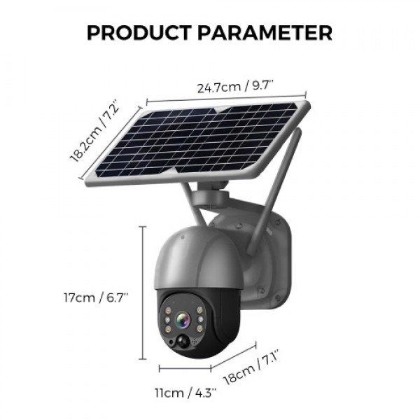 Wireless Solar Panel Security Camera, Wireless Rechargeable Battery Camera 3MP WiFi Home Security Camera with Full Color Night V