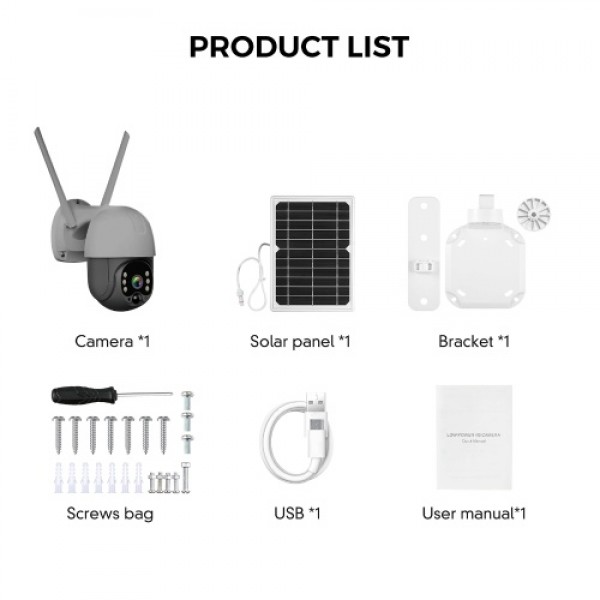 Wireless Solar Panel Security Camera, Wireless Rechargeable Battery Camera 3MP WiFi Home Security Camera with Full Color Night V