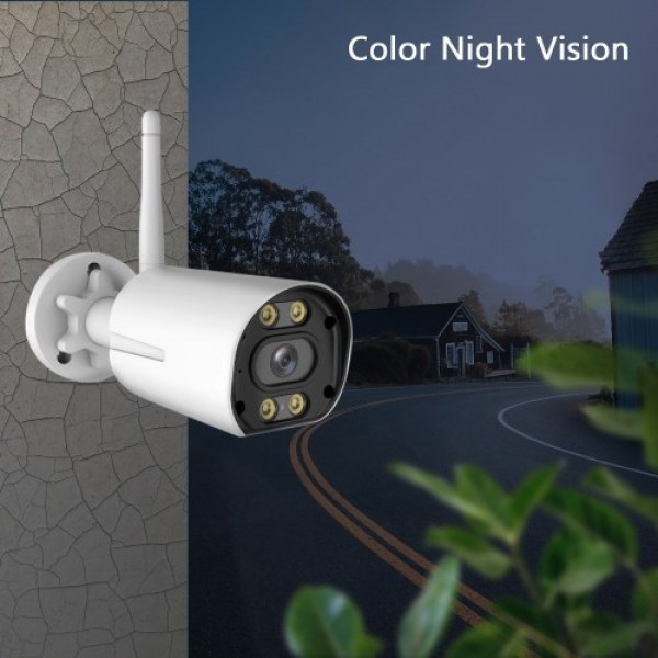 2MP Outdoor Security Camera 1080P Outdoor IP Surveillance Bullet Camera with Full Color Night Vision 2-Way Audio Motion Detectio