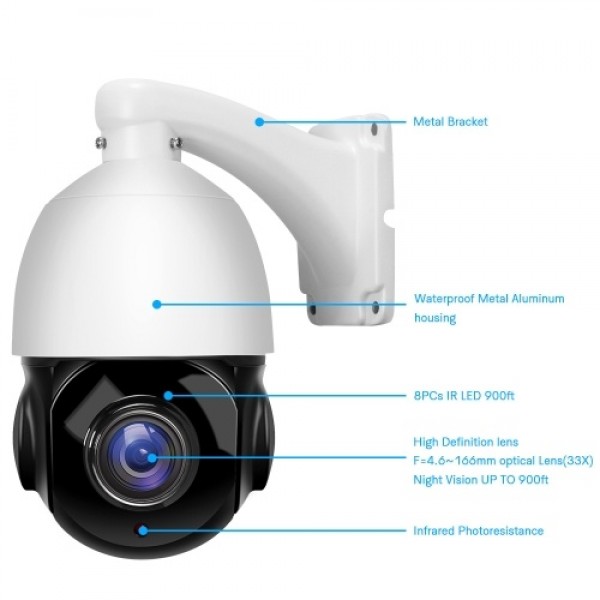 PTZ Camera Outdoor 2MP HD Security POE Camera