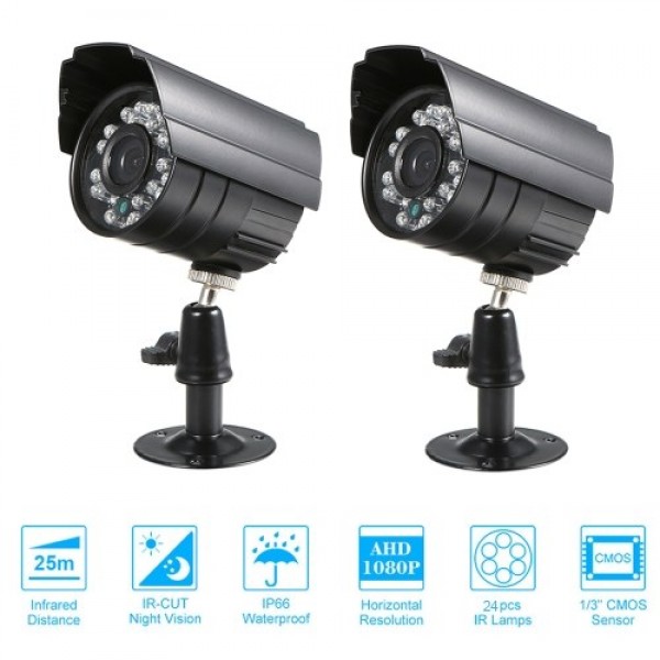 2PCS 1080P High-resolution CCTV Waterproof Indoor Bullet Camera