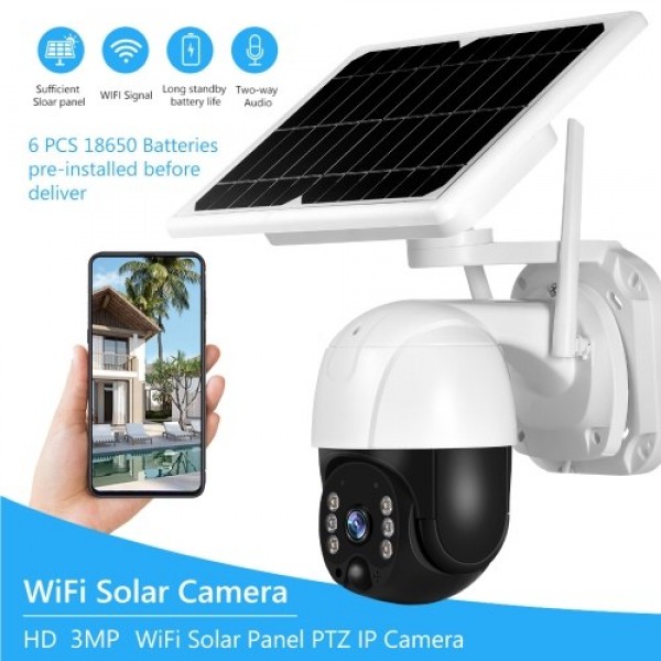 Solar Security Camera Outdoor 3MP Wireless WiFi Home Security Camera