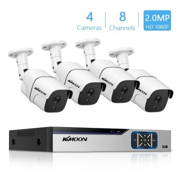 8CH Surveillance DVR and 4pcs 1080P FHD Outdoor Weatherproof Security Camera (No Hard Drive)