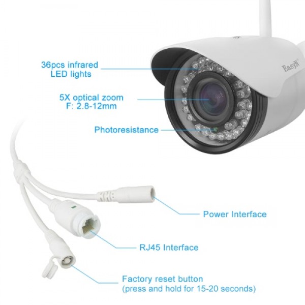 EasyN Auto-focus 2.8-12mm Lens HD 960P 1.3 Megapixels Wireless Wifi IP Camera CCTV Surveillance Security Network Outdoor Indoor 