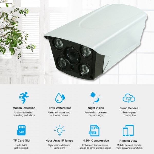 HD 720P 6mm Lens P2P Onvif IP Camera