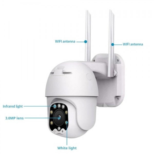 5MP PTZ IP Camera Outdoor Waterproof Wireless WiFi Security Camera Mini PTZ WiFi Camera with Night Vision, Two-Way Audio, Sound/