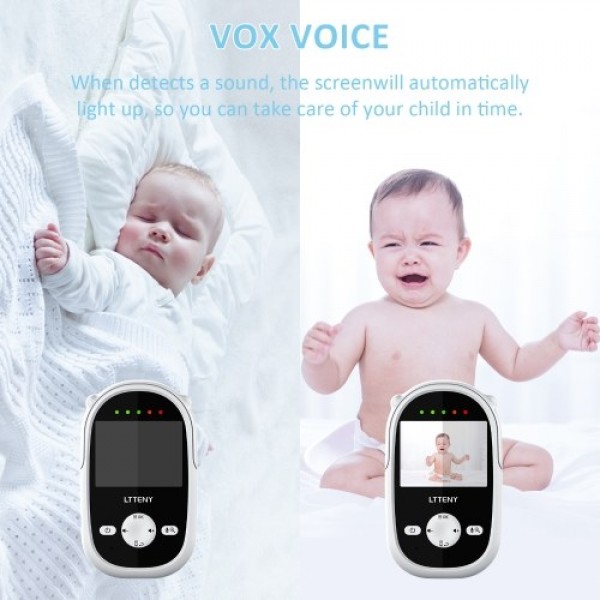 LTTENY Video Baby Monitor with Camera and Audio - Auto Night Vision,Two-Way Talk, Temperature Monitor, VOX Mode, Lullabies, 960f