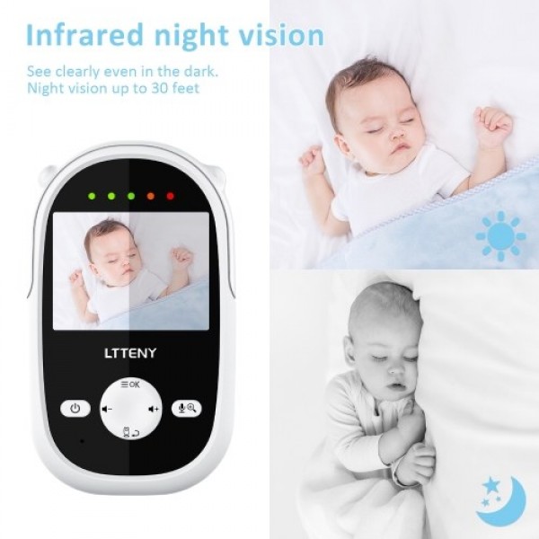 LTTENY Video Baby Monitor with Camera and Audio - Auto Night Vision,Two-Way Talk, Temperature Monitor, VOX Mode, Lullabies, 960f