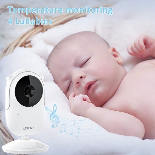 LTTENY Video Baby Monitor with Camera and Audio - Auto Night Vision,Two-Way Talk, Temperature Monitor, VOX Mode, Lullabies, 960f