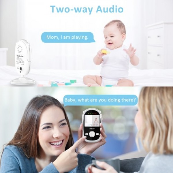 LTTENY Video Baby Monitor with Camera and Audio - Auto Night Vision,Two-Way Talk, Temperature Monitor, VOX Mode, Lullabies, 960f