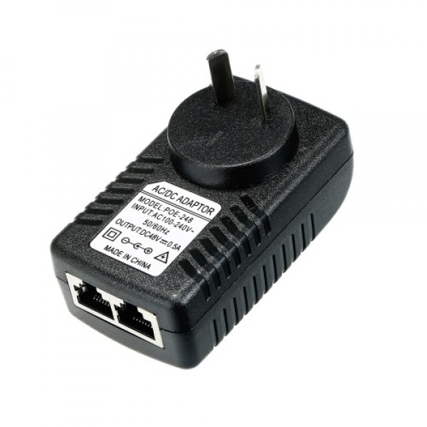 POE Injector Ethernet Power Supply Adapter DC48V 0.5A 15.4W, POE pin4/5(+), 7/8(-) Compatible W/T IEEE802.3af for IP Camera IP P