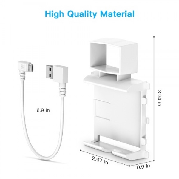 1PCS Wall Outlet Mount Holder + 1PCS Replacement Short Cable for Ring Smart Lighting-Bridge