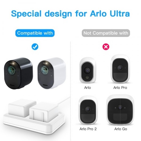 Battery Charger Station Compatible with Arlo Ultra 4k Arlo Pro 3 Camera Dual Charging Station LED Display