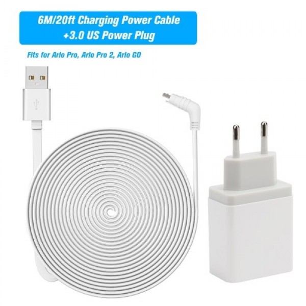 Weatherproof Indoor/Outdoor Flat Cable Aluminium Alloy Micro USB Cable Charging/Power Cord with Plug