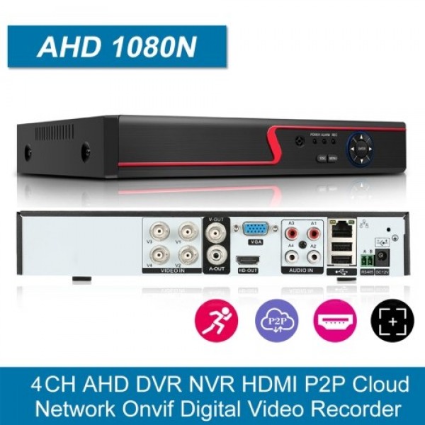 4CH 1080P Full High Definition Hybrid AHD/Analog/TVI/CVI/ CCTV Digital Video Recorder DVR for Security Surveillance System, No H