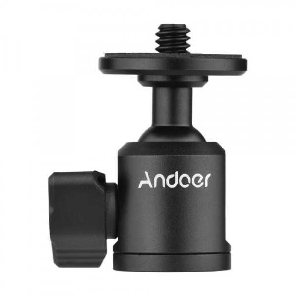 Andoer Mini Ballhead Adapter Camera Tripod Ball Head Mount Alumnum Alloy 1/4 Inch Screw Connector to 3/8 Inch Screw Connector