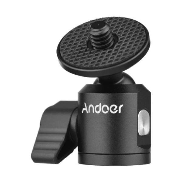 Andoer Mini Ballhead Adapter Camera Tripod Ball Head Mount Alumnum Alloy 1/4 Inch Screw Connector to 3/8 Inch Screw Connector