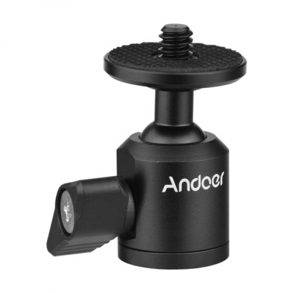 Andoer Mini Ballhead Adapter Camera Tripod Ball Head Mount Alumnum Alloy 1/4 Inch Screw Connector to 3/8 Inch Screw Connector