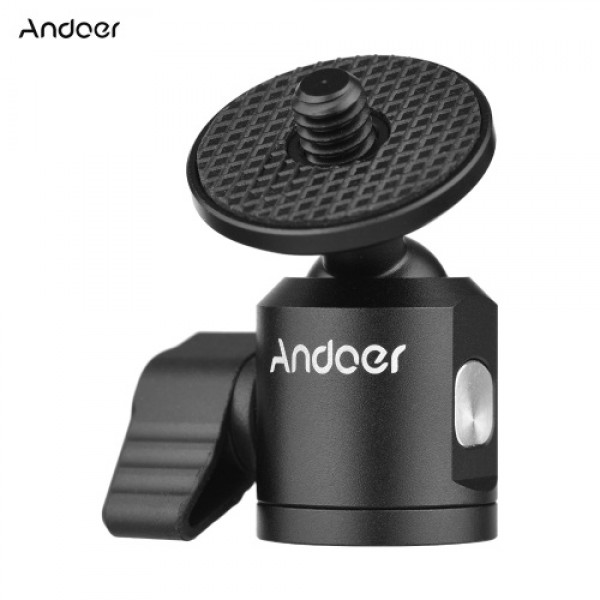 Andoer Mini Ballhead Adapter Camera Tripod Ball Head Mount Alumnum Alloy 1/4 Inch Screw Connector to 3/8 Inch Screw Connector