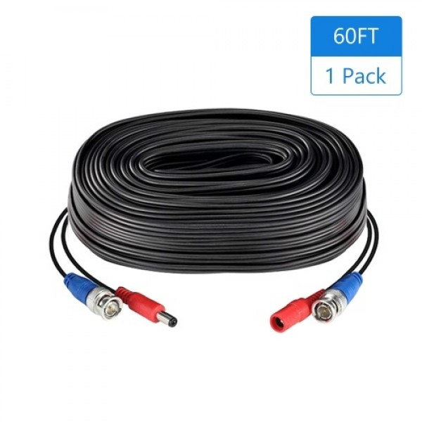 60ft /18.3m 2-in-1 Video Power CCTV Cable