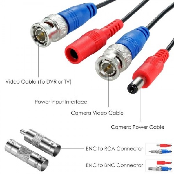 60ft /18.3m 2-in-1 Video Power CCTV Cable