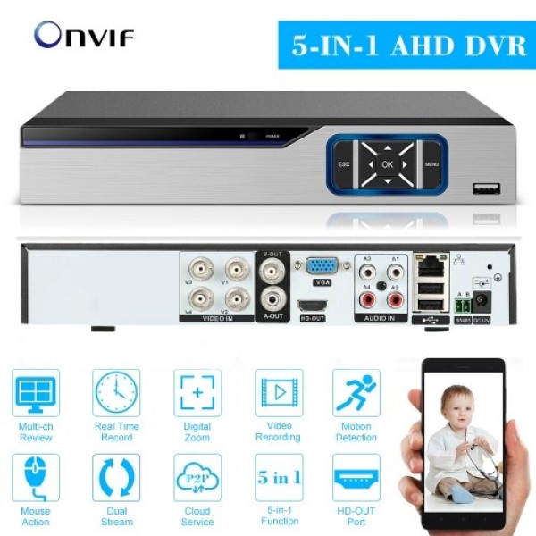 4CH 1080P Full High Definition Hybrid AHD/ONVIF IP/Analog/TVI/CVI/ DVR CCTV Digital Video Recorder