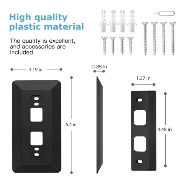 Wall Plate Come with L35°/R35 ° Wedge Compatible With Eufy  Battery Video Doorbell 2K HD Resolution (Battery -Powerd), Plastic M