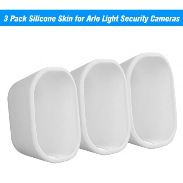 3 Pack Silicone Skin for Arlo Light Security Cameras Weatherproof UV-resistant Case , White