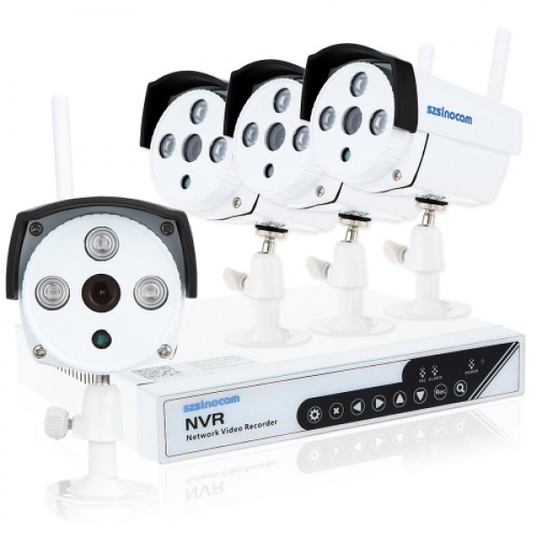 szsinocam 4CH HD 720P H.264 NVR Kit 4pcs IP Camera with Win8 UI and Touch Panel Security System