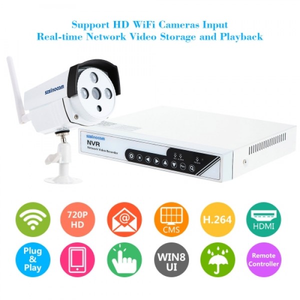 szsinocam 4CH HD 720P H.264 NVR Kit 4pcs IP Camera with Win8 UI and Touch Panel Security System