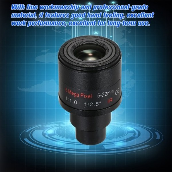 5.0 Megapixel Varifocal 6-22mm  Manual Focus Zoom 1/2.5"CCTV Camera Lens For Security Cameras