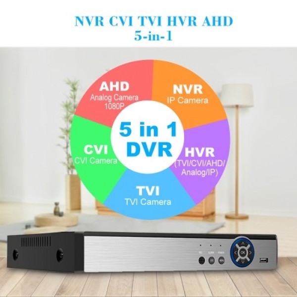 4CH 1080P Full High Definition Hybrid AHD/ONVIF IP/Analog/TVI/CVI/ DVR CCTV Digital Video Recorder DVR P2P Remote Phone Monitori