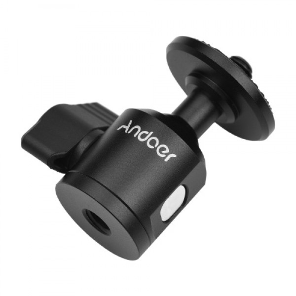 Andoer Mini Ballhead Adapter Camera Tripod Ball Head Mount Alumnum Alloy 1/4 Inch Screw Connector with Bottom 1/4 Inch Screw Hol