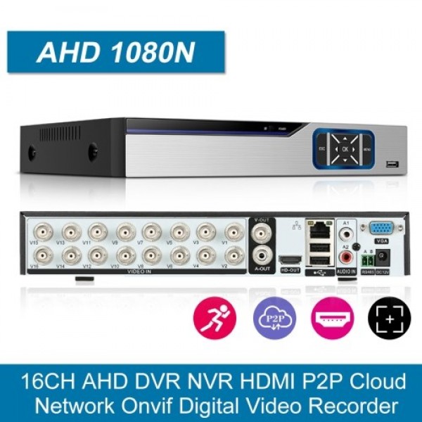 1080P Full High Definition 16-Channel Hybrid Digital Video Recorder, 4-in-1 DVR Security Recorder for Security Camera, Without H