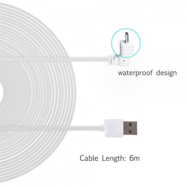 Weatherproof Power Cable 6M/20ft Length Cable,White