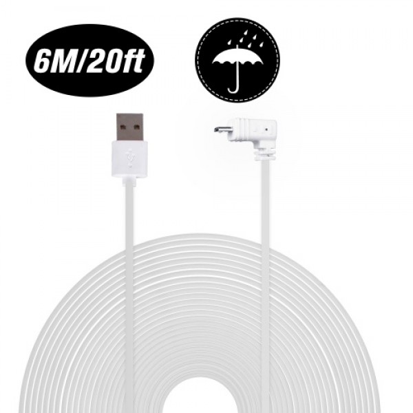 Weatherproof Power Cable 6M/20ft Length Cable,White