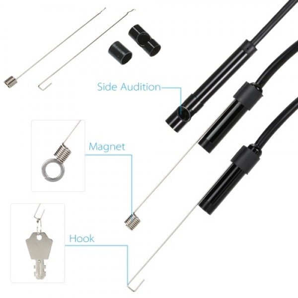 Endoscope for Android mobile phone 0.3MP Endoscope with 7MM lens and 6 lights USB transfer interface 1 meter