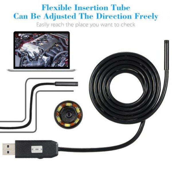 Endoscope for Android mobile phone 0.3MP Endoscope with 7MM lens and 6 lights USB transfer interface 1 meter