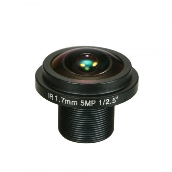 1.7mm Fisheye Lens HD 5.0 Megapixel M12 Mount 1/2.5" F2.0 For CCTV IP Camer