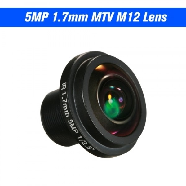 1.7mm Fisheye Lens HD 5.0 Megapixel M12 Mount 1/2.5" F2.0 For CCTV IP Camer